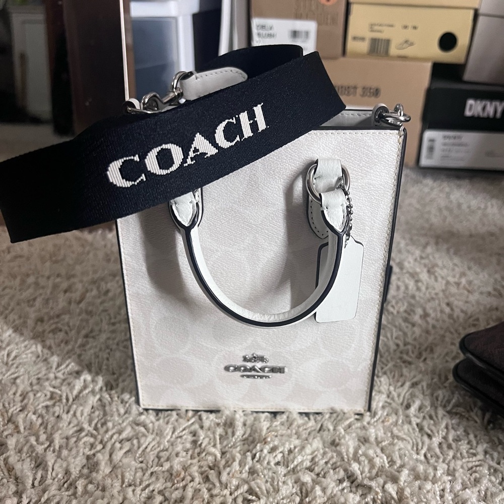 Coach White and Black Mini Tote